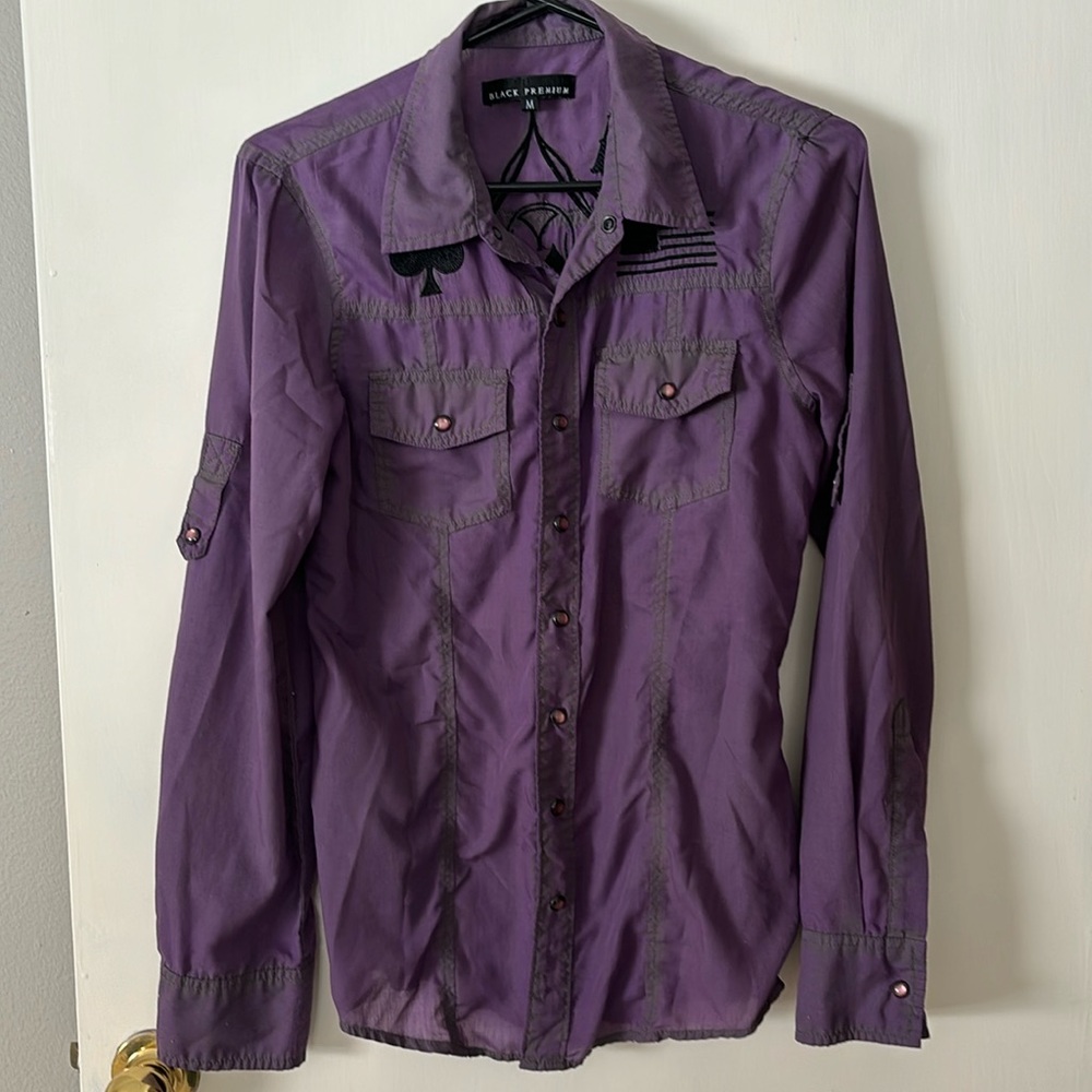Affliction pearl snap blouse with roll up sleeves. See 1st picture for color